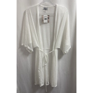 Jordan Taylor Sheer Swim Cover-Up Kimono Women's Medium White Sheer Mesh